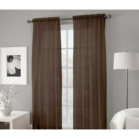 Gorgeous Home 2pc Brown Chocolate Solid Soft Voile Sheer Window Gorgeous Home 2pc Brown Chocolate Solid Soft Voile Sheer Window Curtain Panels D 54 Wide