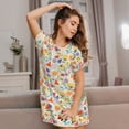 thumbnail image 3 of Kdxio Insects In Plants Pattern Womens Short Sleeve Sleepshirt Scoopneck Cute Nightdress Ruffle Comfy Nightgown, 3 of 6