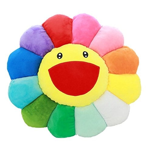 yuanshiming cushion floor pillow smile face rainbow flower in soft