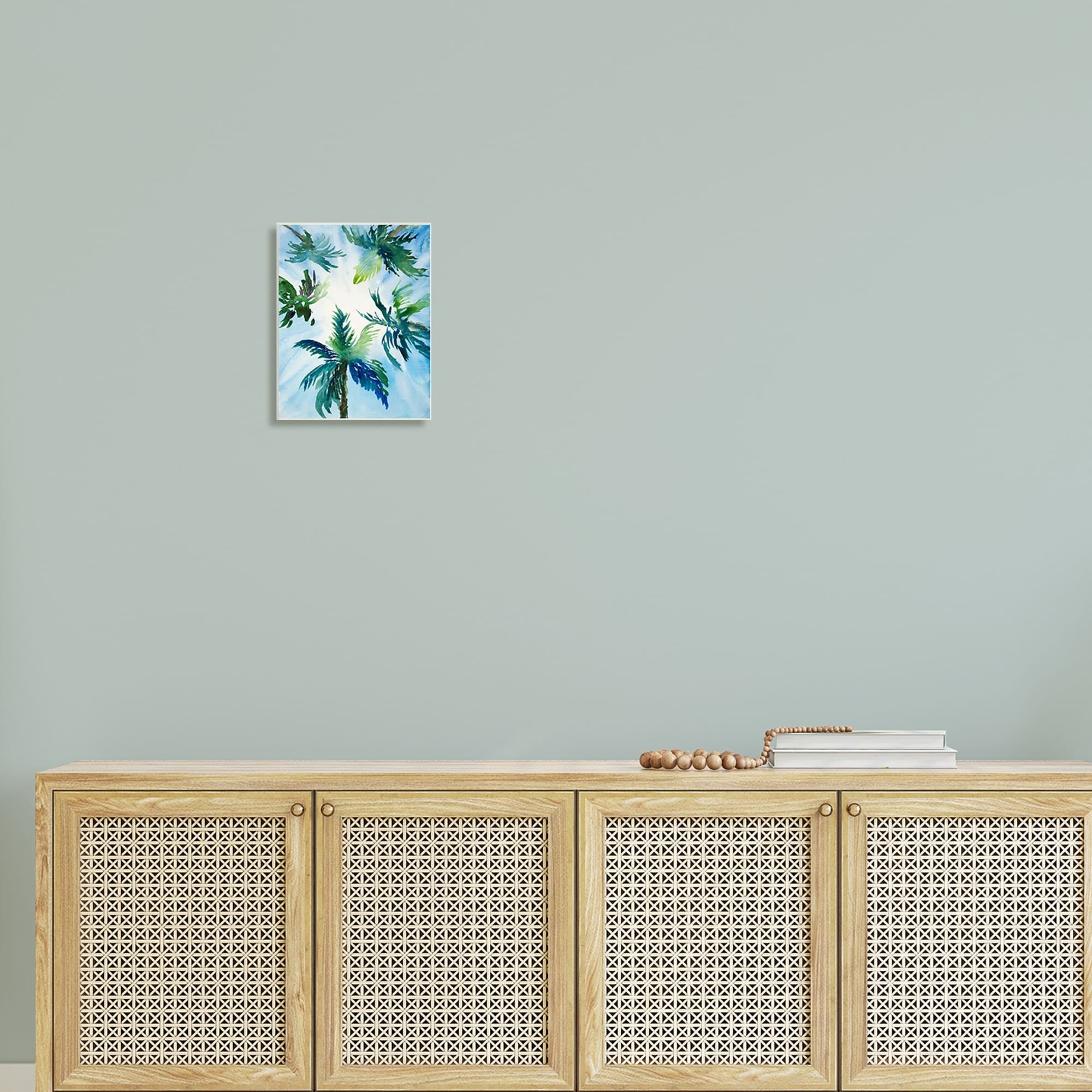 Stupell Industries Tropical Pine Tree Leaves Overhead Sunny Blue Sky Wood Wall Art, 10 x 15, Design by Lanie Loreth