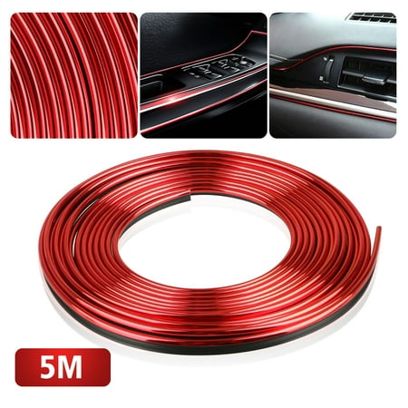 Car Interior Trim Eeekit Red 5m Door Gap Edge Exterior Car Interior Trim Eeekit Red 5m Door Gap Edge Exterior Decoration Strip Flexible Insert Moulding Line For Automobile Tool Included