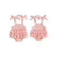 thumbnail image 2 of BemeyourBBs Newborn Baby Girl Summer Clothes Cute Infant Baby Girl Cotton Linen Outfit Bubble Romper 0 3 6 12 18 Months Strap Tie-up Sleeveless Layered Bodysuit Jumpsuit Playsuit, 2 of 9