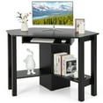 thumbnail image 1 of Costway Bureau d'Angle en Bois avec Tiroir Table d'Ordinateur PC Bureau Noir, 1 of 10
