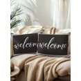 thumbnail image 2 of Outdoor Pillows Waterproof, Black Welcome Bedding Throw Pillows with Insert for Couch Sofa Bed, Modern Minimalist White Striped Border 12x20 Inch Pillowcases Decorative Camping Patio Pillow Set of 2, 2 of 8