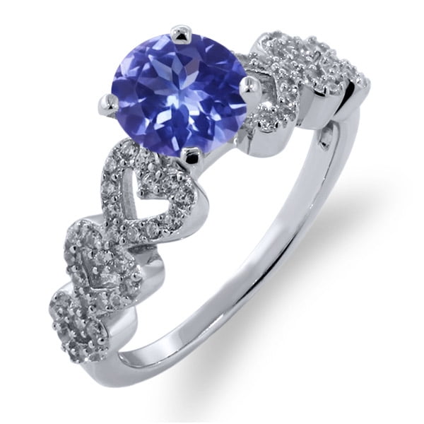 1.62 Ct Round Blue Tanzanite AAAA 925 Sterling Silver Ring by