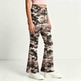 thumbnail image 4 of Spazoro Girls Flare Pants with Pockets, Camo Print High Rise Button Zip Loose Fit Lightweight Bell Bottom Trousers for Street Daily Wear Camouflage Size 9-10, 4 of 7