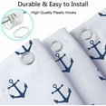 thumbnail image 6 of Nautical Anchor Shower Curtain for Bathroom, Navy Blue White Beach Coastal Beachy Fabric Shower Curtains Set Decorative, Ocean Men Boys Kids Restroom Decor Accessories Hooks Included 72x72 Inch, 6 of 6