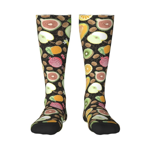 Fotbe Fruits Calcetas Divertidas Estampadas para Hombre y Mujer, Calcetas de Algodón hasta la Rodilla para Caminar, Correr, Enfermería y Embarazo