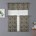 thumbnail image 2 of Vintage William Morris Art Print Kitchen Curtains Tiers Valances Set,Rustic Mid Century Gothic Floral Leaves 3Pcs Rod Pocket Window Treatment Tiers for Bedroom,1 Valance(54"x18")+2 Tiers(27.5W x36L), 2 of 5