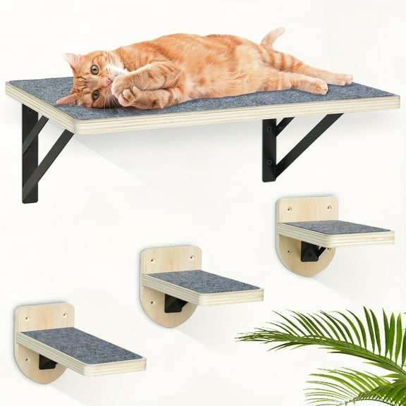 Cat Wall Shelves with 3 Wall Steps,Cat Wall Furniture,Cat Shelves and Perches for Wall, Cat Climbing Shelf, Gift for Cat