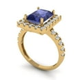 thumbnail image 2 of 3.84ct emerald cut blue tanzanite 18k yellow gold engraving statement bridal wedding halo Designer Ring size 6.5, 2 of 5