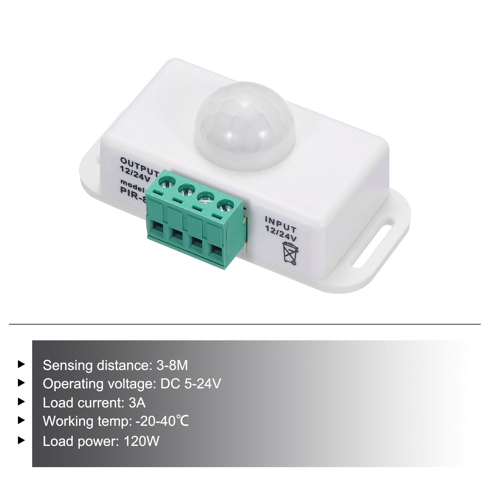 Unique Bargains Sensor LED Motion Sensor Adjustable PIR Probe White
