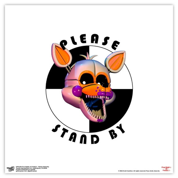 Gallery Pops Five Nights at Freddy's - Please Stand By Wall Art, Unframed Version, 12" x 12"