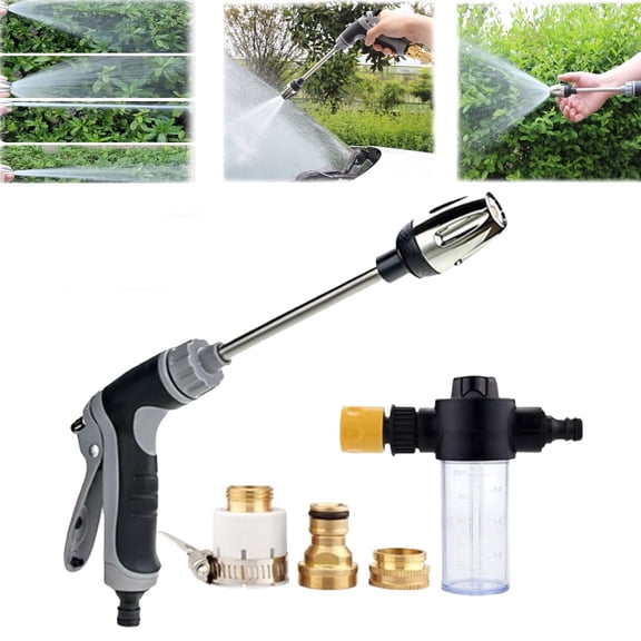Pressure Washer, Spray Nozzle, Durable Stainless Steel,Easy Installation,Universal Compatibility, 360° Rotating for Three Spray Modes with Foam Pot