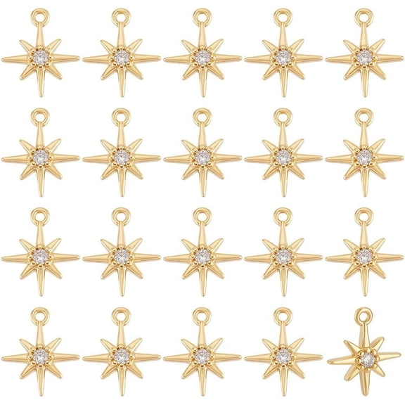 Clear Cubic Zirconia Pendant Star Brass Charms Pendant for Bracelet Necklace Jewelry Making