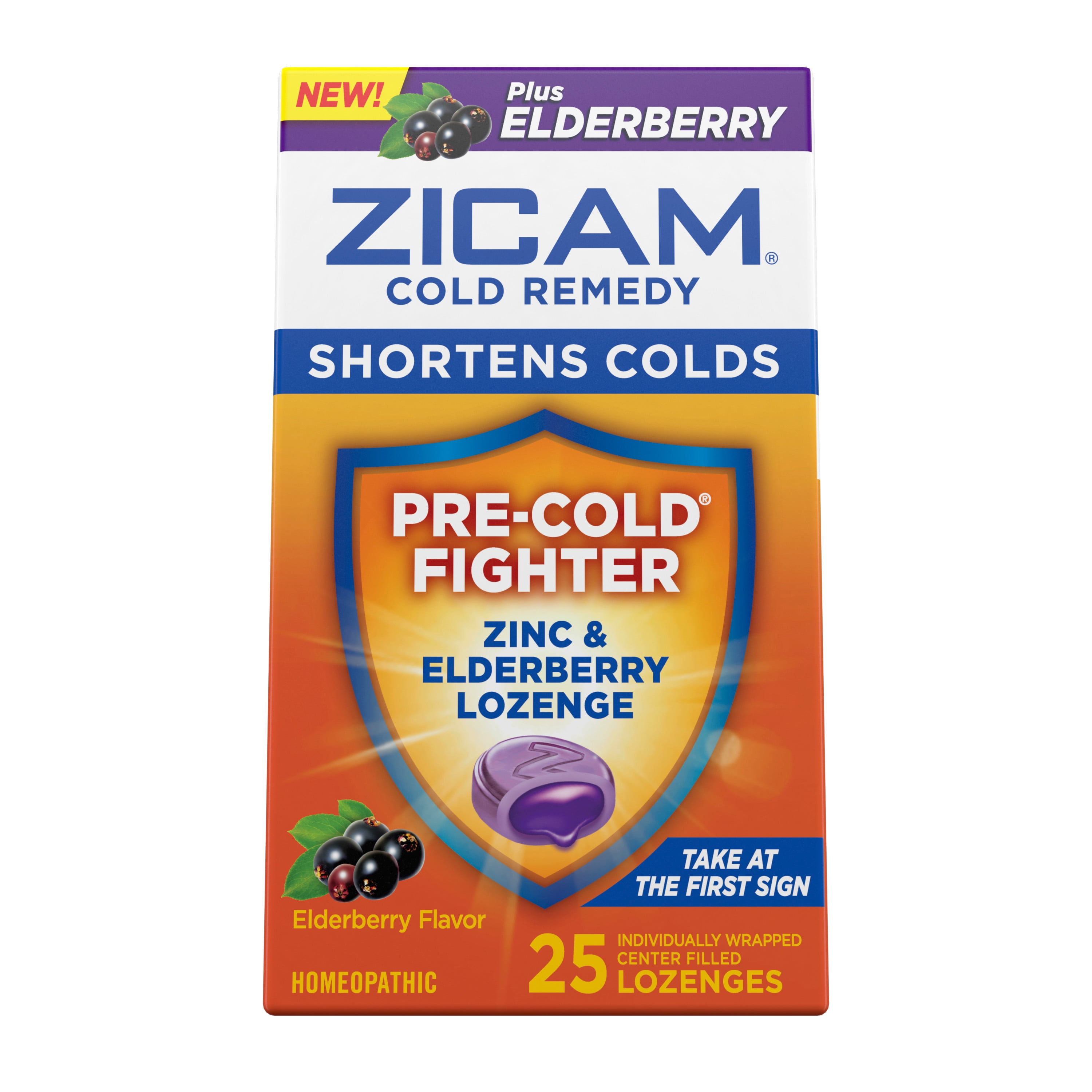 NEW Zicam Zinc Cold Remedy Pre-Cold Fighter Zinc and Elderberry Lozenge 25ct
