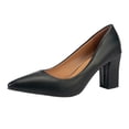 thumbnail image 2 of AUDeals Women's Closed Toe Work Pumps, Low Chunky Patent Leather Dress Shoes with Comfy Slip On Comfort for Office and Wedding (Black, 8), 2 of 9