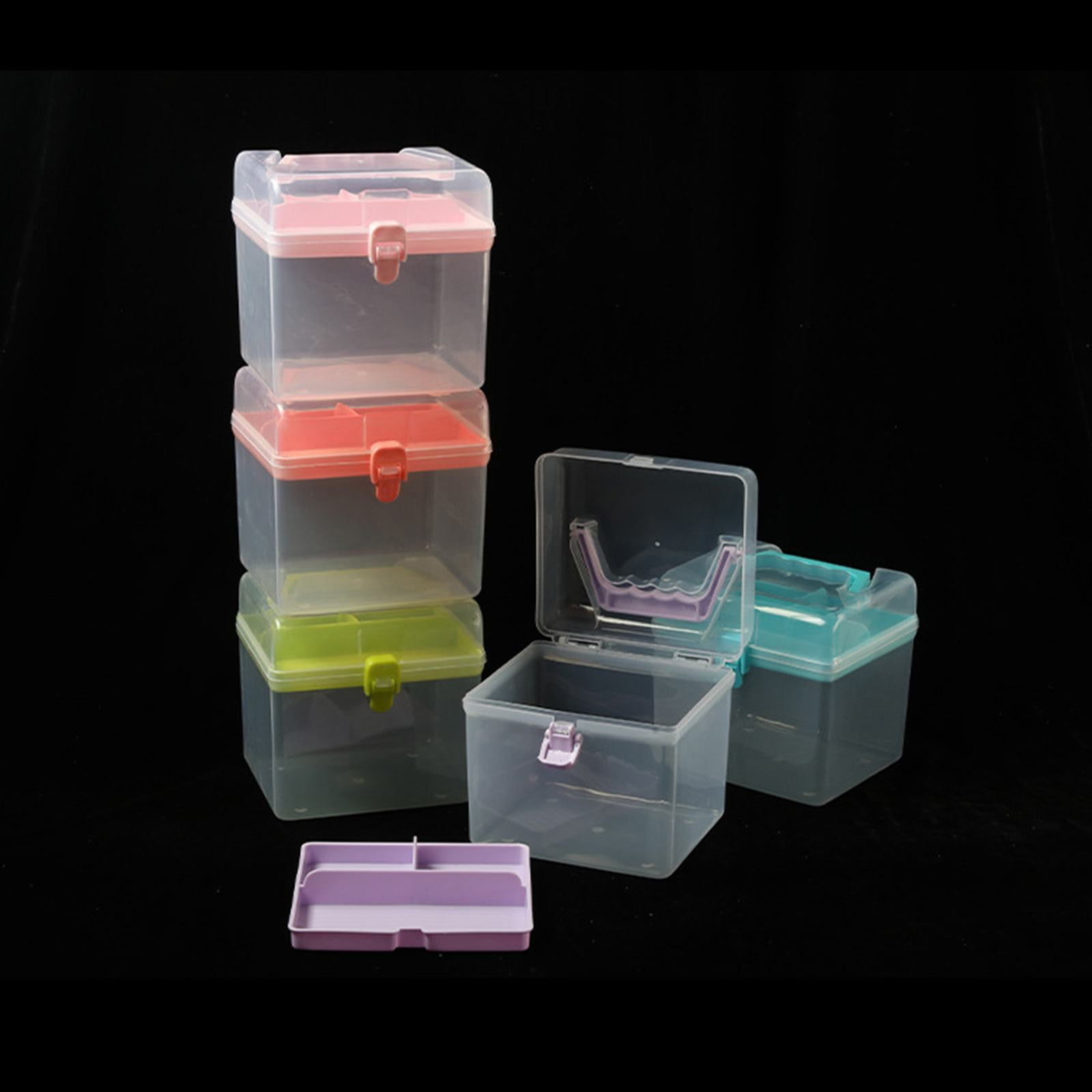 Plastic Craft Storage Containers with Removable Tray, Clear Plastic Storage Box with Lid & Handle, Easy Carry & Stack Small Storage Container, 1 Pcs, 6.29x5.51"
