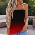thumbnail image 2 of Staron Women Strapless Bandeau Crop Top Summer Boho Vacation Beach Casual Loose Tank Tops Sleeveless Eyelet Gradient, Red S, 2 of 5