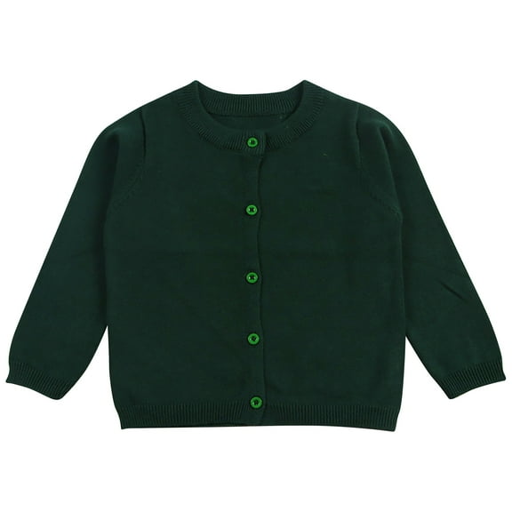 Toddler Girl Sweaters Cable Knit Long Sleeve Crewneck Button Cardigans Sweaters Kids Solid Color Crew Neck Kitted Tops Fall Winter Cardigan Outerwear Green-1 5T