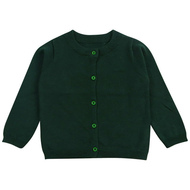 LSLJS Cardigan pour Tout-Petits Garçons Filles, Cardigan pour Bébé à Boutons, Col Ras du Cou, Couleur Unie, Chandail pour Enfants, Cardigans pour Filles ( Vert Armée, 3-4 Ans )