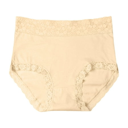Riforla Women s Underwear Women Fashion Plus Size Cotton Lace High Waist Sexy Comfortable Panties Womens Panties Briefs Beige L