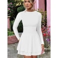 thumbnail image 4 of Vestido Kaximil para mujer, cuello redondo, manga larga, corsé y dobladillo con volantes, 4 of 6