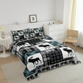 thumbnail image 2 of Farmhouse Decor,Rustic Moose Quilt Full Size,Deer Hunter Comforter Set Teens Adult,Woodland Wildlife Bedding Set Patchwork Duvet Insert Teal Blue Checkered Buffalo Plaid Decor, 2 of 5