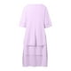 thumbnail image 5 of Vestido informal de manga corta y cuello redondo liso para mujer: doble capa con abertura, corte holgado, para el día a día, fiestas y ocasiones elegantes, 5 of 7