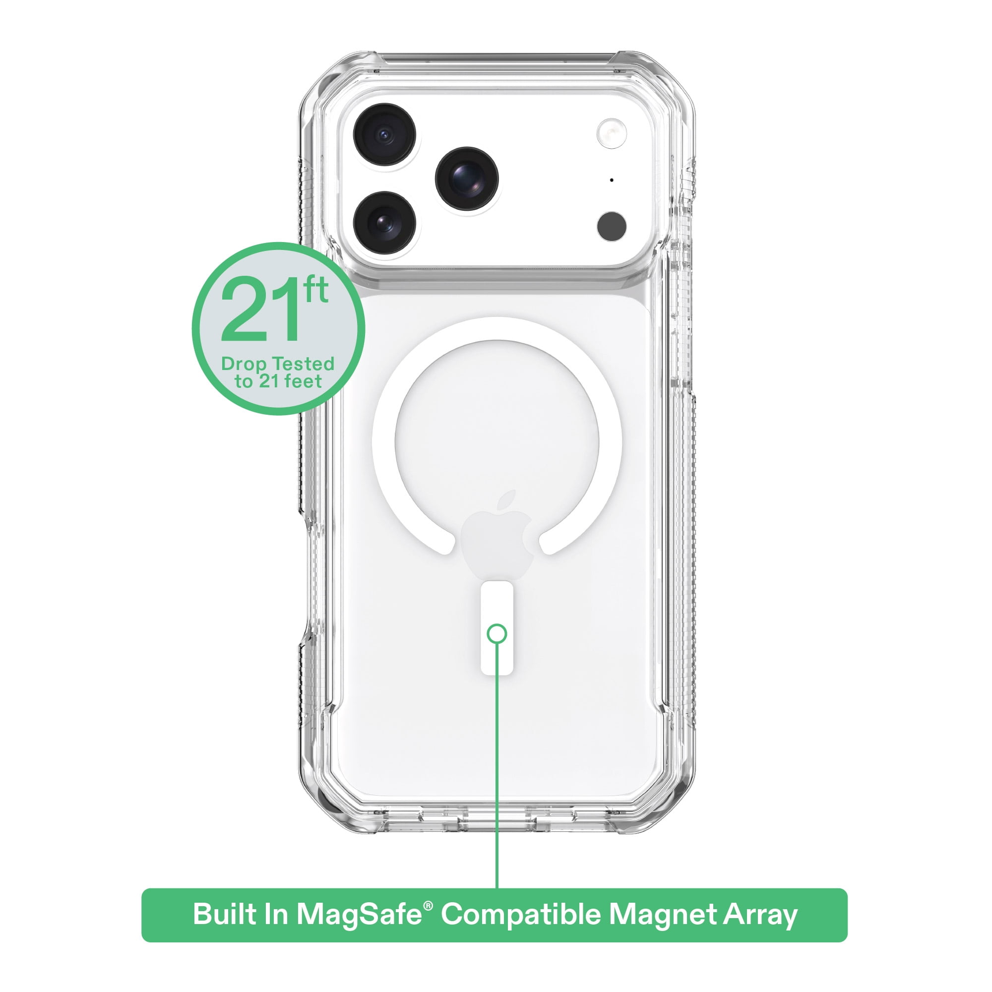 onn Rugged Phone Case for iPhone 18 Pro Max / 17 Pro Max, MagSafe Compatible - Clear