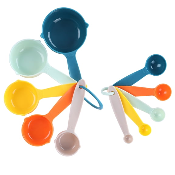 Vesteel Measuring Cups and Spoons Set, 10-Piece Plastic Kitchen Measuring Set for Dry and Liquid Ingredient, Nesting Kitchen Gadgets for Cooking & Baking - Random Color