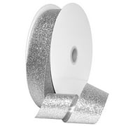 Morex Ribbon Princess Glitter Ribbon, Metallic, 1 1/2 inches by 100 Yards, Silver, Item 98509/00-631, 1 1/2" x 100 yd