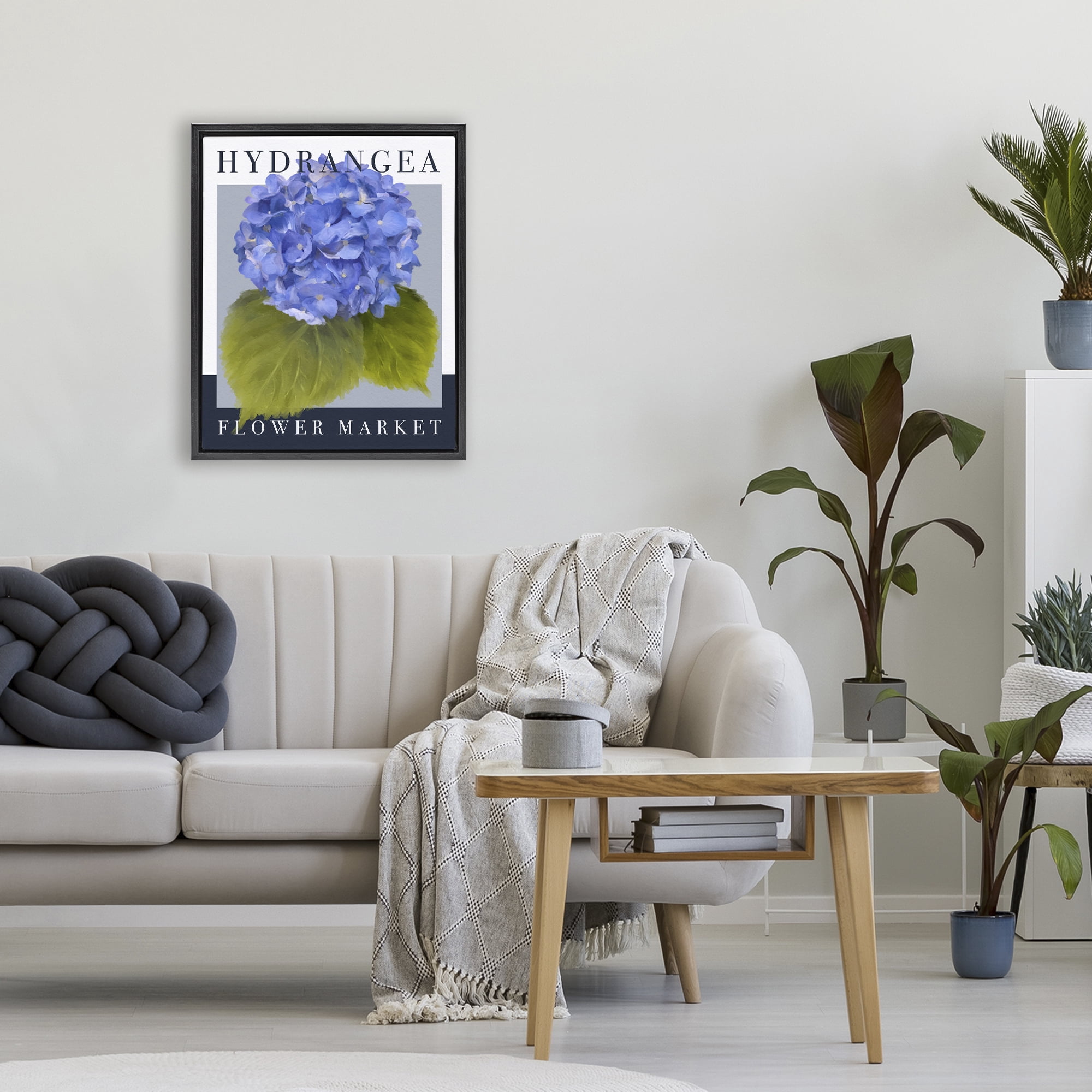 Stupell Industries Hydrangea Flower Market Black Framed Floater Canvas Wall Art, design by Jennifer Stith