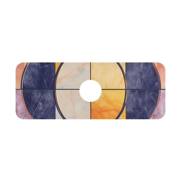 Art Deco Motifs Kitchen Sink Splash Guard, Silicone Sink Faucet Mat Dry Out the Kitchen Bathroom