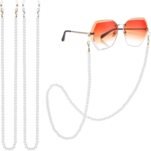 2Pcs Women Pearl Eyeglass Chains, Beaded Eyewear Retainer Accessory Chain Sunglasses Face Masks Lanyard