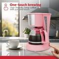thumbnail image 6 of Holstein Housewares - 5 Cup Drip Coffee Maker - Convenient and User Friendly with Permanent Filter, Borosilicate Glass Carafe, Water Level Indicator, Auto Pause /Serve and Keep Warm Functions, Pink, 6 of 8