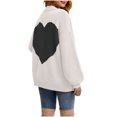 thumbnail image 4 of Lovskoo Cardigan Sweaters for Women Casual Love Pattern Long Sleeve Solid Patchwork Coat Cardigan Blouse Beige, 4 of 7