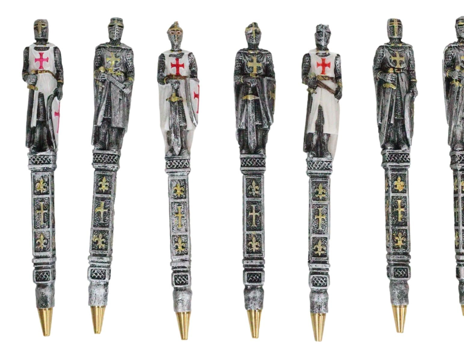 Pack Of 12 Medieval Crusader Knights Of The Cross Writing Pens Office Stationery