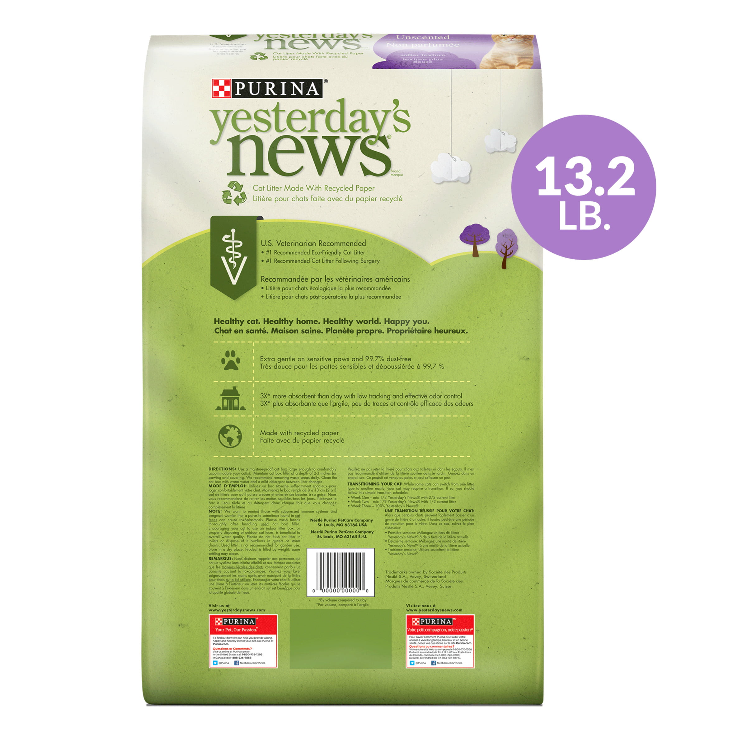 Purina Yesterday's News Non Clumping Paper Cat Litter; Fresh Scent Low Tracking 