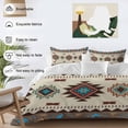 thumbnail image 5 of Retro Southwest Texture Queen Size Comforter Set, Classic Brown Retro Art Bedding for All Seasons, 4 Pcs Bed Set, 1Quiltcover (90"x92") ,1Sheet(94"x116"), 2Pillowcases (30"x20"), 5 of 9