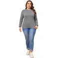 thumbnail image 3 of DARING DIVA Plus Size Long Sleeve Crewneck Sweater Fall Casual Tops 4X Grey, 3 of 6