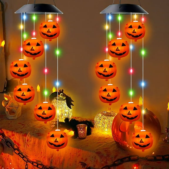 Gallickan Halloween Pumpkin Lights, Solar String Light Jack-O-Lantern Battery Operated Lights, Halloween Lights for Indoor Outdoor Party Decorations, Multicolor