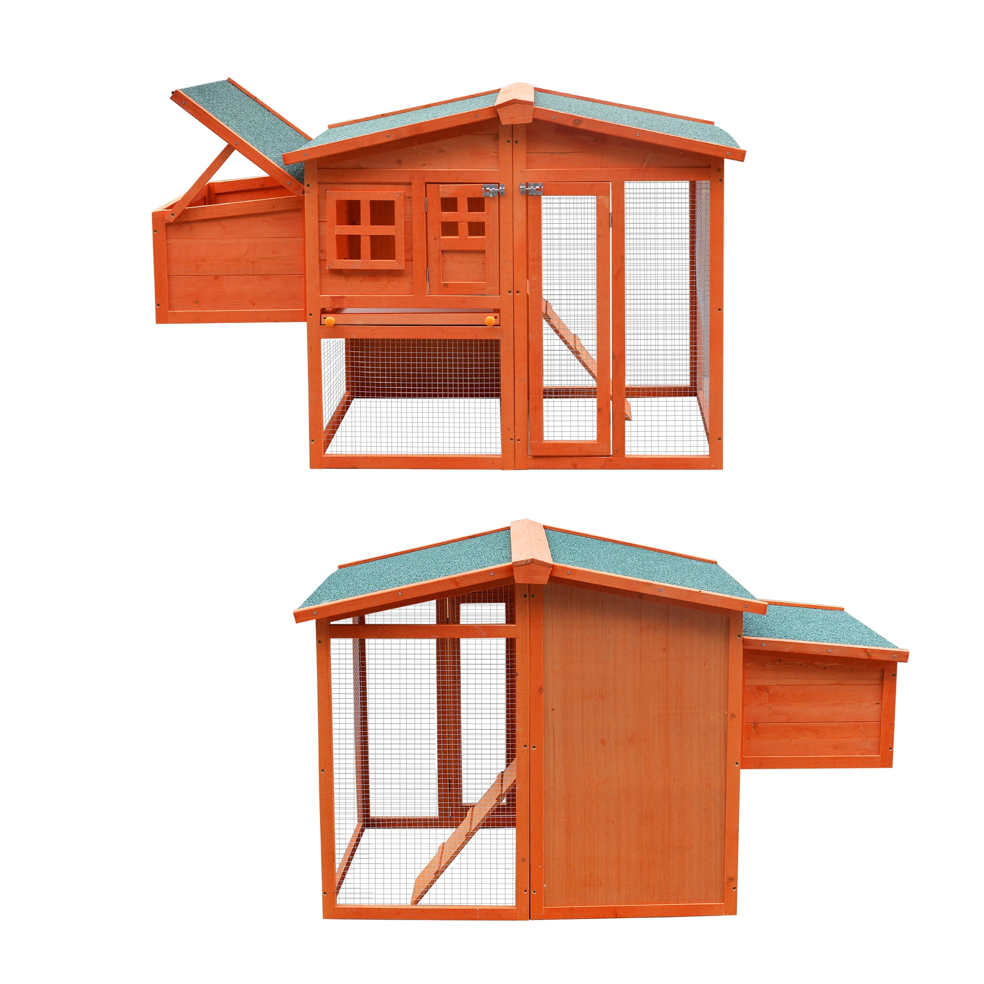 Pefilos 56" Waterproof Chicken Coop for Outdoor, Indoor Rabbit Hutch, Wood Hen House with Nesting Box, Removable Tray, Orange Pefilos 56" Waterproof Chicken Coop for Outdoor, Indoor Rabbit Hutch, Wood Hen House with Nesting Box, Removable Tray, Orange