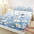 thumbnail image 4 of Erosebridal Blue White Flower Full Size Sheets for Girls, Dreamy Garden Bed Sheets, 4 Pieces, 1 Flat Sheet 1 Fitted Sheet and 2 Pillowcases, 4 of 5
