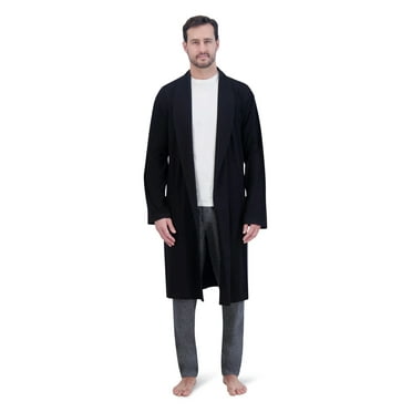 George Men's Shawl Collar Cotton Robe with Wicking and Front Pockets, One Size Fits Most