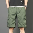 thumbnail image 4 of Men's Shorts, Summer Cargo Shorts for Men, ZHUGeLI Men's Belt Multiple Pockets Cotton Button Zipper Outdoor Sports Pants Work Pants Knee Length Shorts, 4 of 7