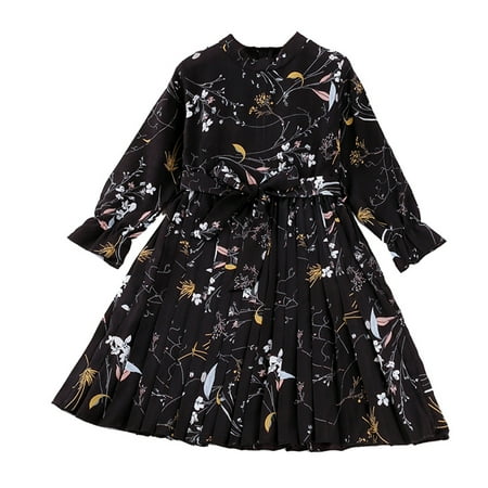 

Dadaria Cute Baby Girl Clothes Newborn 2-7Y Toddler Kids Mandarin Sleeve Floral Print Pleated Dress Princess A 130 Toddler