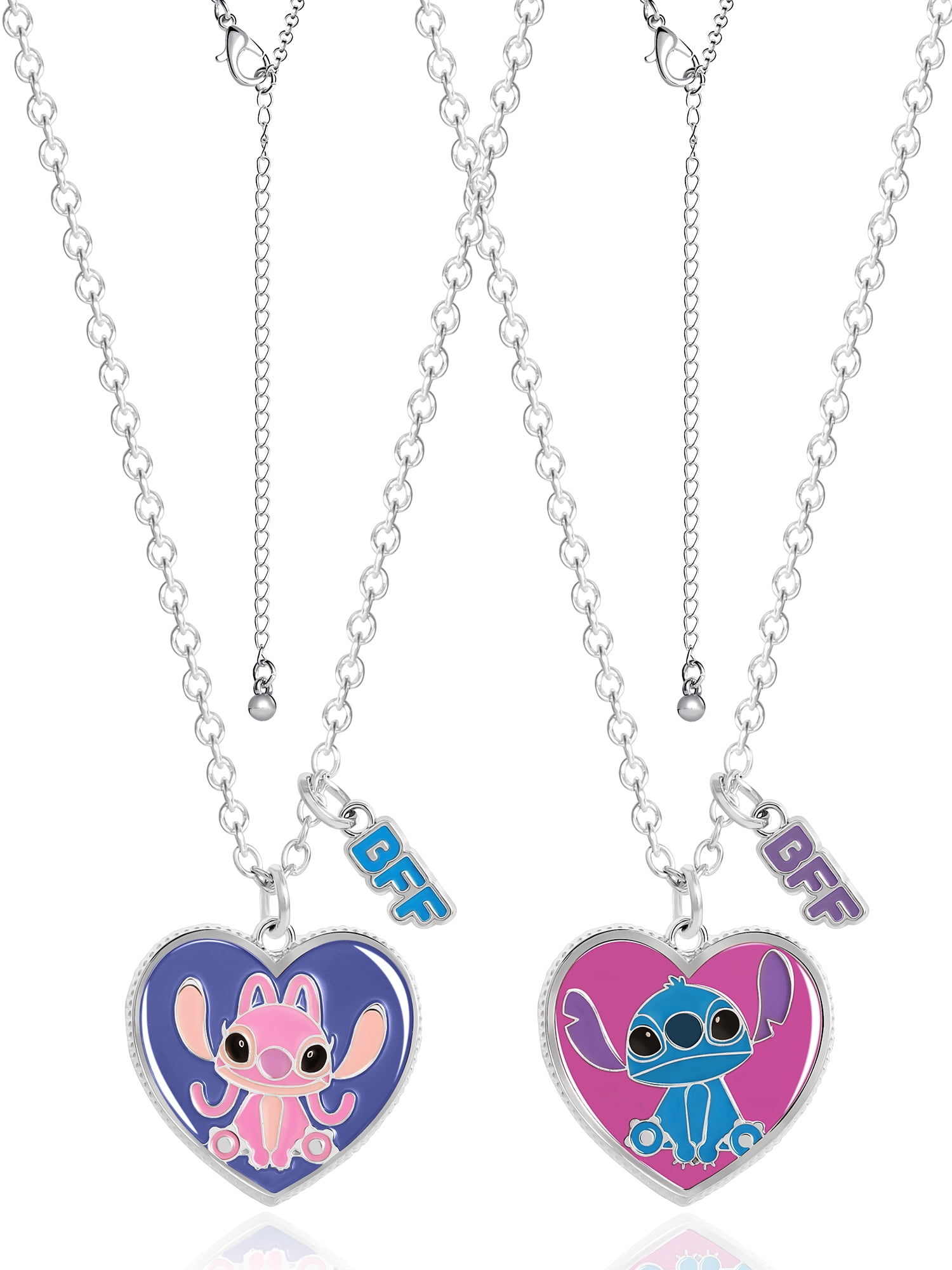 Disney- Girl's/Tween Stitch & Angel Girls BFF Necklace Set