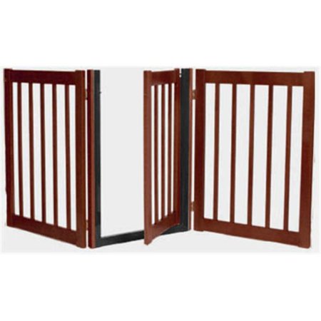 Essential Pet Products 42224 Three Panel Walk Thru Pet Gate - Mahogany
