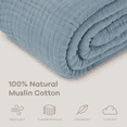 thumbnail image 4 of Comfy Cubs Muslin Blanket, Extra Large Twin 90” x 66”, 6 Layer Cotton Softness (Pacific Blue, Twin), 4 of 8